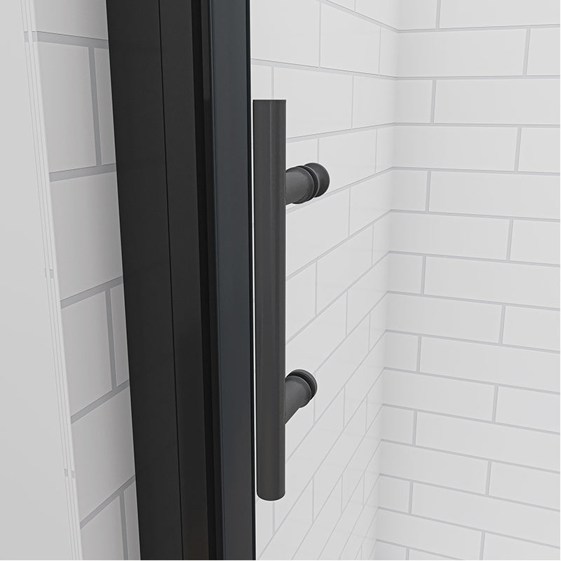 AICA 100x185cm Black Pivot Shower Door Enclosure