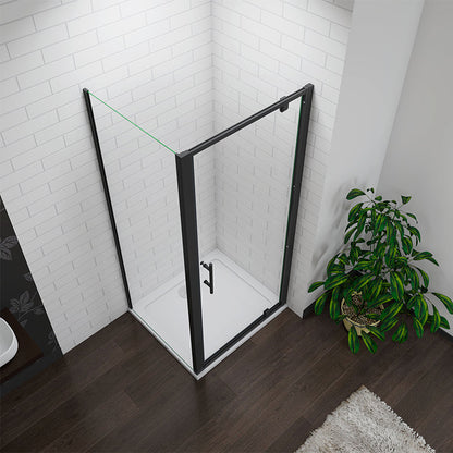 70x185cm Black Pivot Shower enclosures, Tempered glass