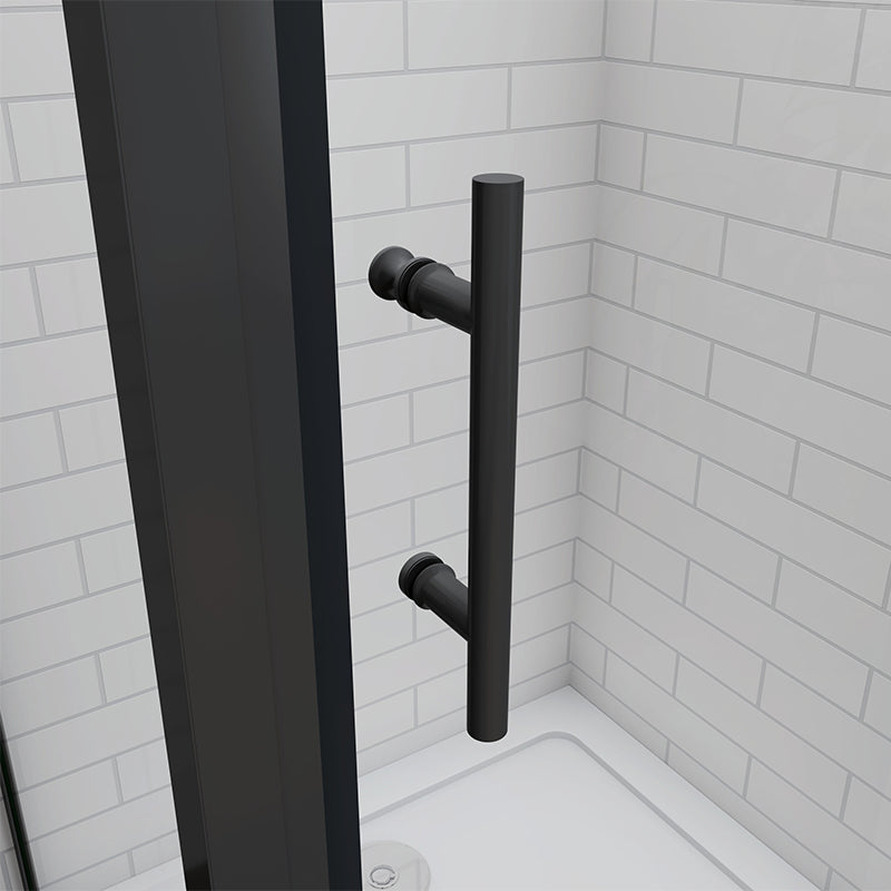Pivot shower door side panel,900mm Black Shower enclosure
