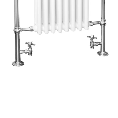 Horizontal Victorian Style Traditional Cast Iron Columns White Vintage Heated Towel Rail Bathroom Radiator