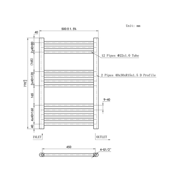 AICA White Central Heating Towel Rail Straight Designer Ladder Radiator Warmer