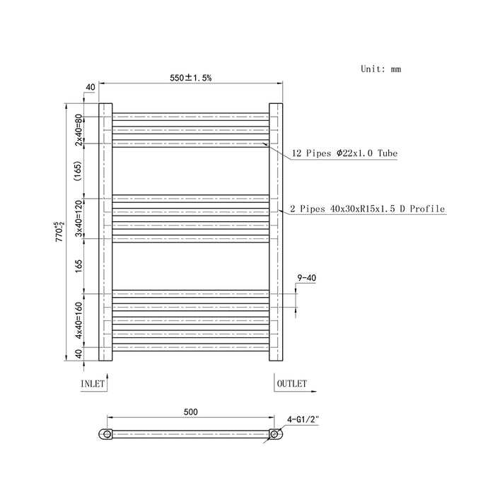 AICA White Central Heating Towel Rail Straight Designer Ladder Radiator Warmer