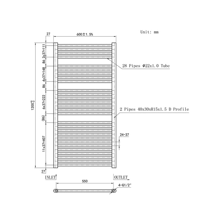 AICA White Central Heating Towel Rail Straight Designer Ladder Radiator Warmer