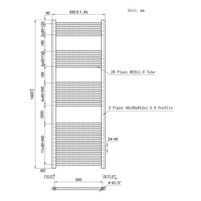 AICA White Central Heating Towel Rail Straight Designer Ladder Radiator Warmer
