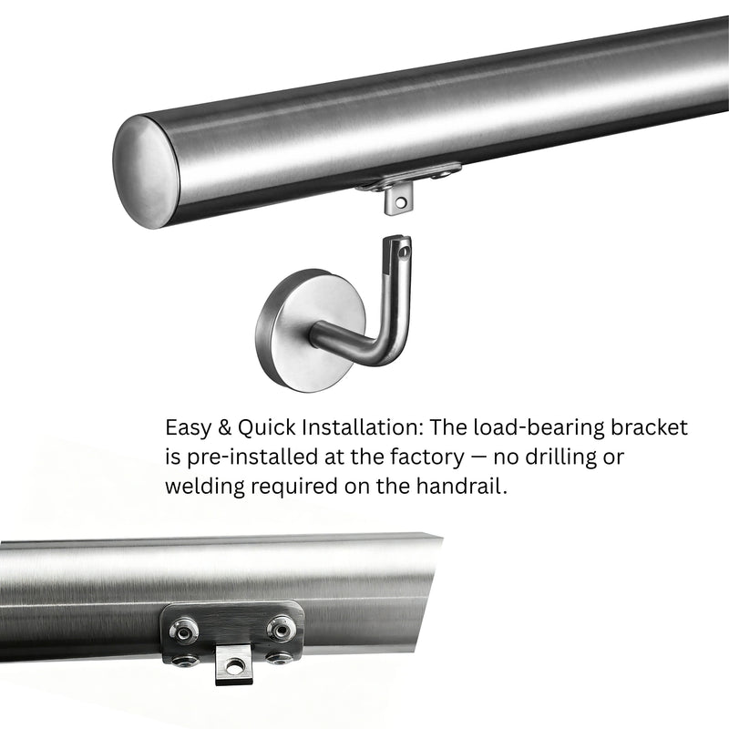 AICA Stair Steps 304 Stainless Steel Handrail for Wall Mount Pipe Stair Handrail