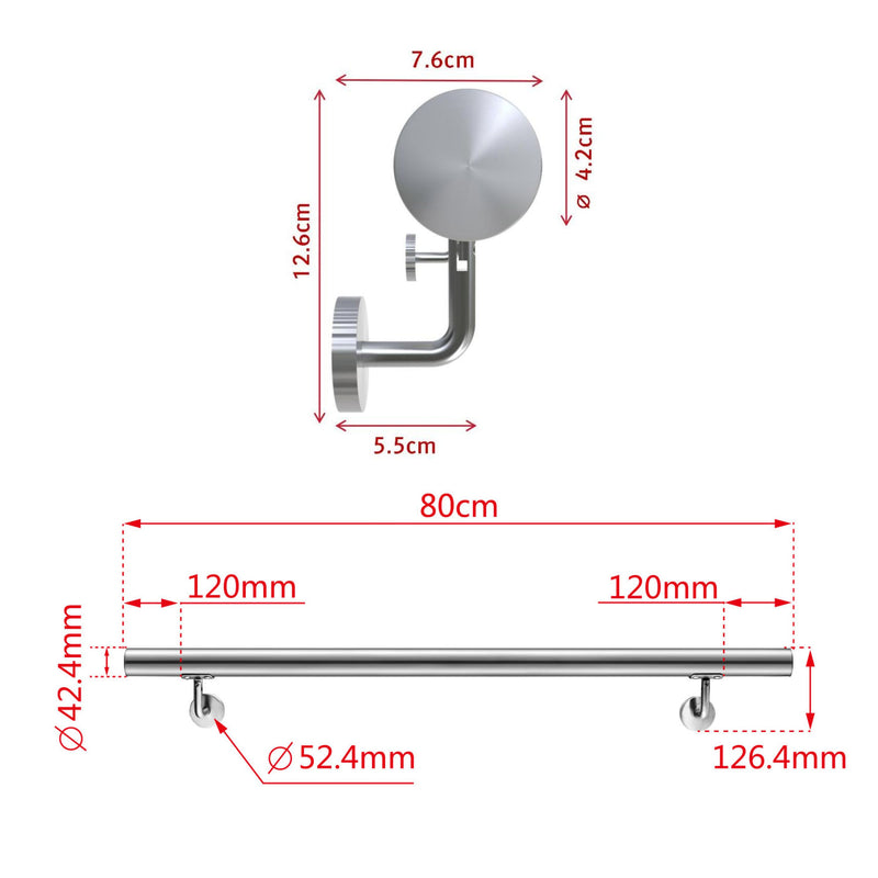 AICA Stair Steps 304 Stainless Steel Handrail for Wall Mount Pipe Stair Handrail