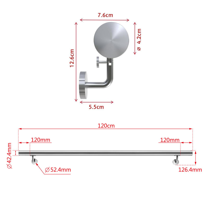 AICA Stair Steps 304 Stainless Steel Handrail for Wall Mount Pipe Stair Handrail