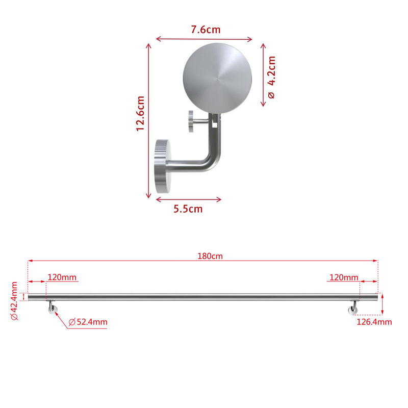AICA Stair Steps 304 Stainless Steel Handrail for Wall Mount Pipe Stair Handrail