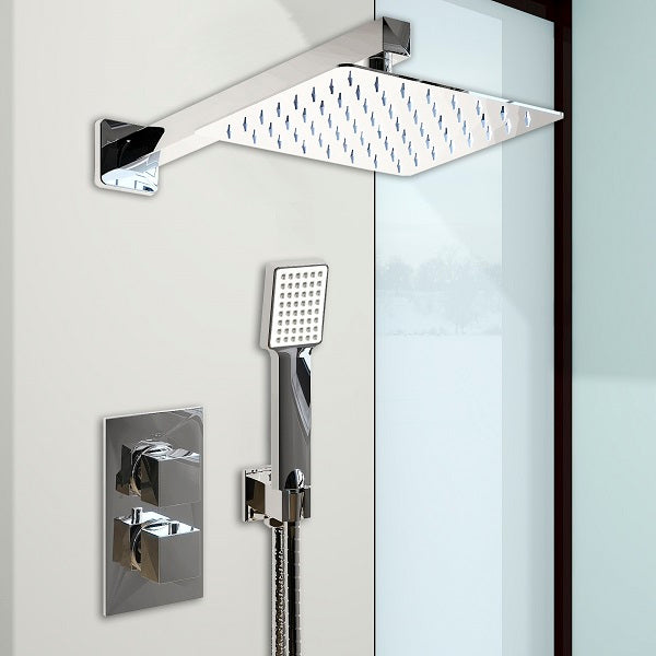 AICA 8 inch Overhead Square Concealed Thermostatic Mixer Shower Chrome