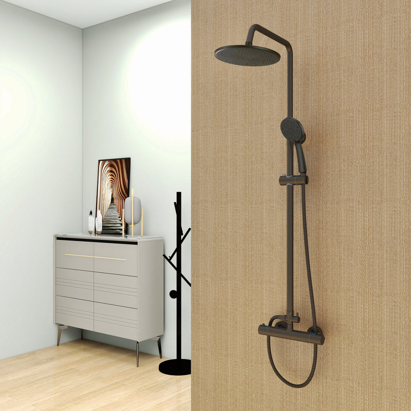 AICA Black Round Shower Set