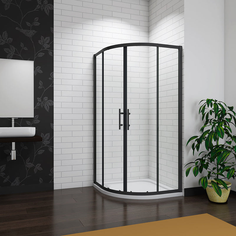 AICA Black Quadrant Shower Sliding Enclosure 90x90x185cm