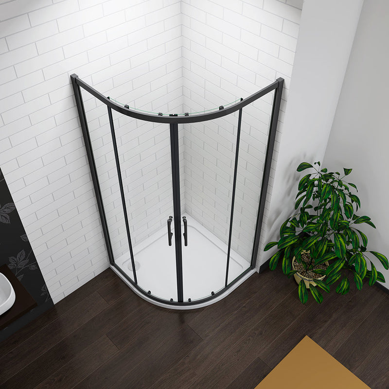 AICA Black Quadrant Shower Sliding Enclosure 90x90x185cm