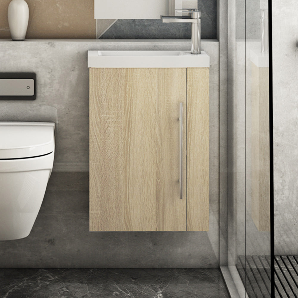 440×600 Bathroom Vanity Unit with Basin Oak Single Door Storage