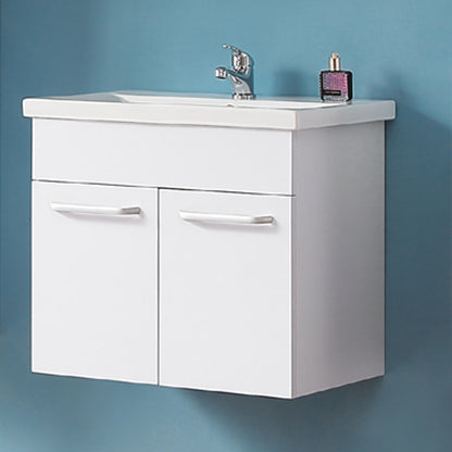 600mm Wall Hung Vanity Unit with Ceramic Basin-2 Doors,White