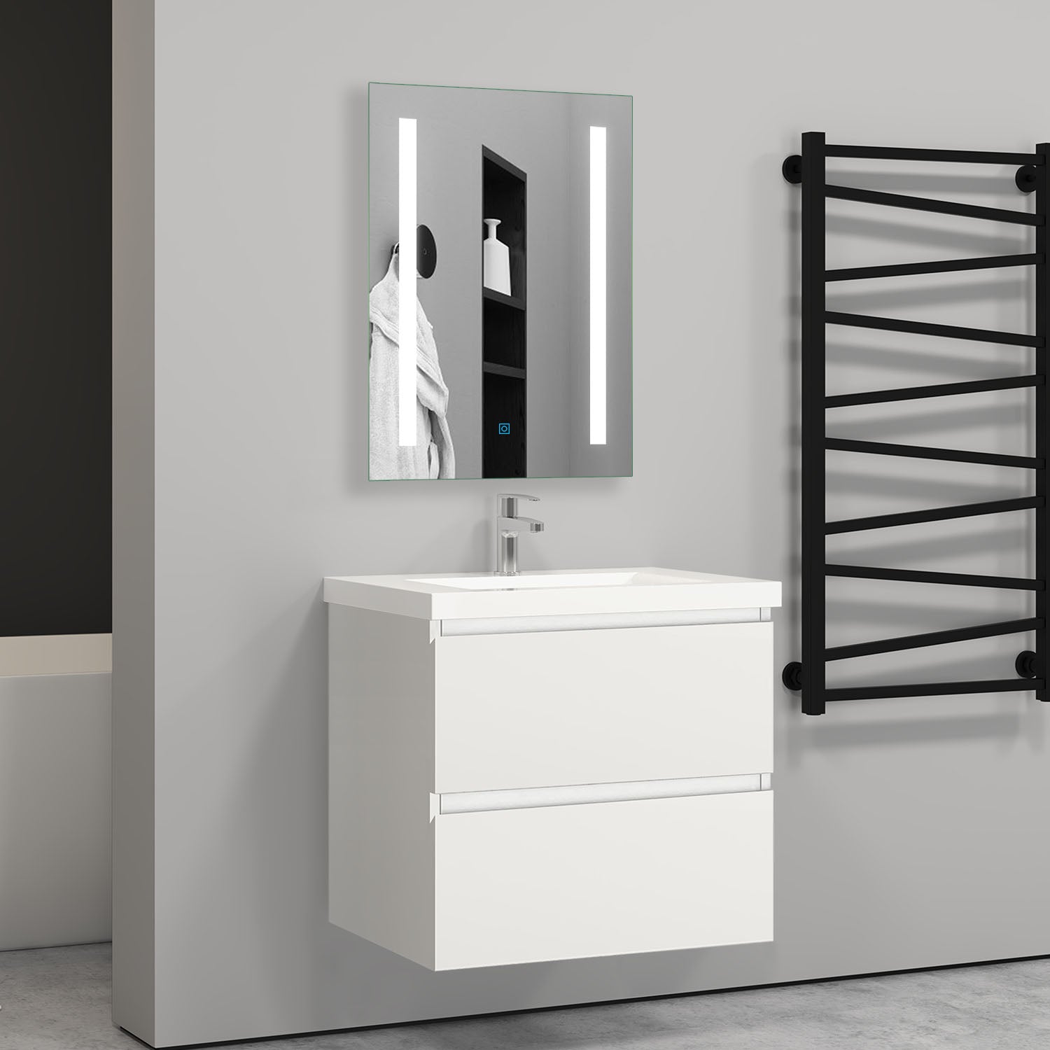 500 600mm Wall Hung Bathroom Vanity Units with Sink Matt White