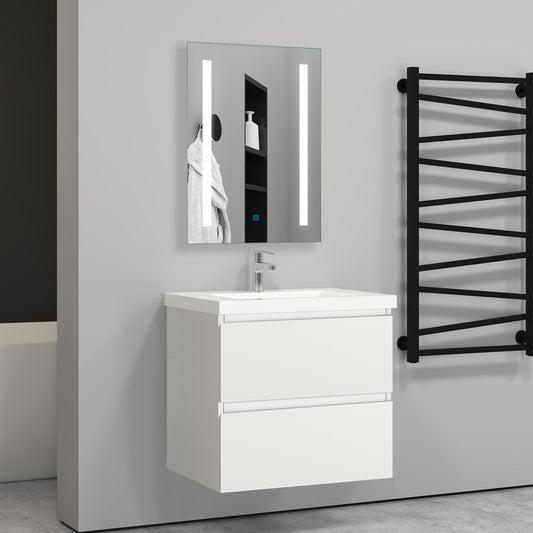 wall-hung white bathroom vanity unit with sink