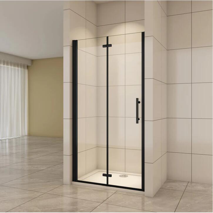 AICA Black frameless Shower Bi fold door