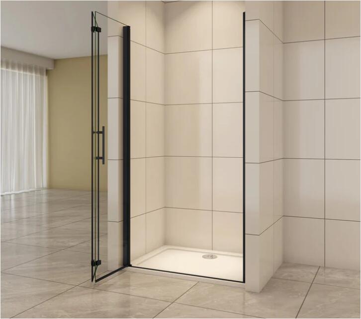 AICA Black frameless Shower Bi fold door