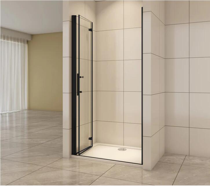 AICA Black frameless Shower Bi fold door