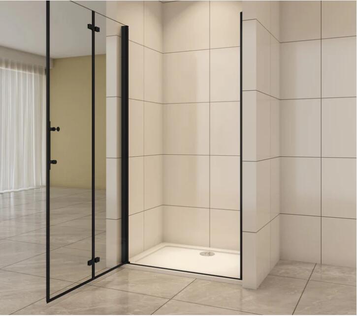 AICA Black frameless Shower Bi fold door