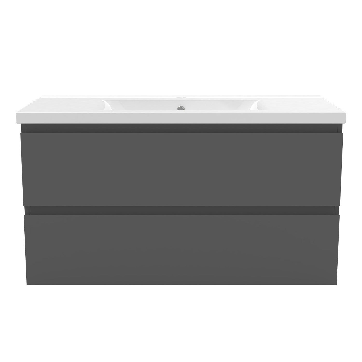 1000mm Wide Wall Mounted Vanity Units and Sink 2 Drawers - Matt Grey