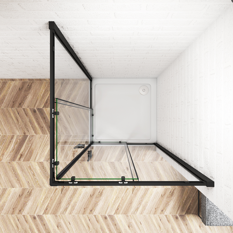 Equal Corner Entry Shower Black Enclosure Sliding Door