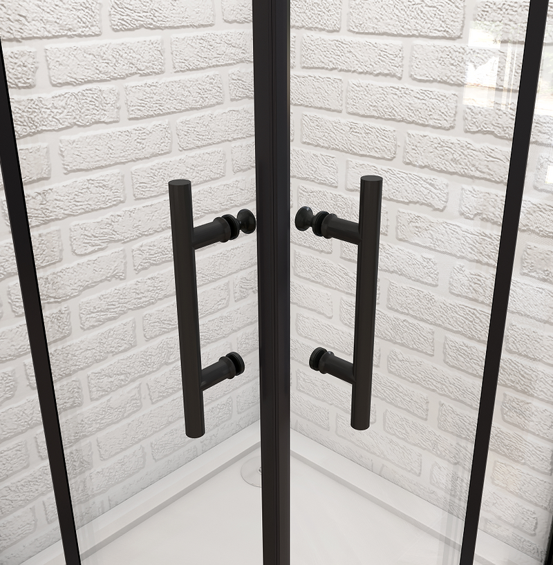 Equal Corner Entry Shower Black Enclosure Sliding Door
