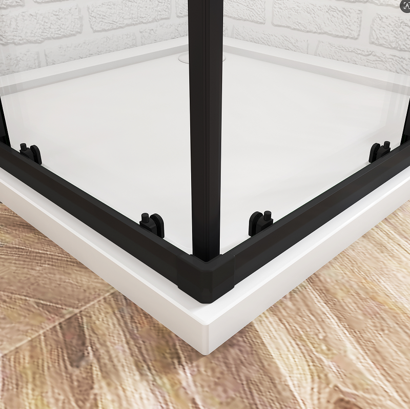Equal Corner Entry Shower Black Enclosure Sliding Door
