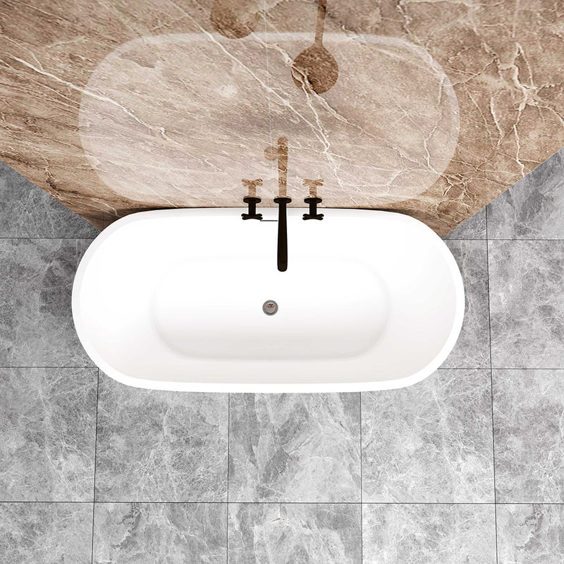 AICA Bathroom Bathtub Freestanding Double Ended Bath 1500x700mm