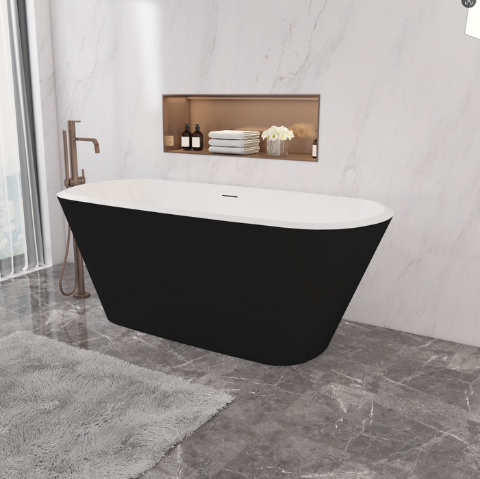 Bathroom Black Freestanding Double Ended Bath Acrylic Bathtub 1600x730mm