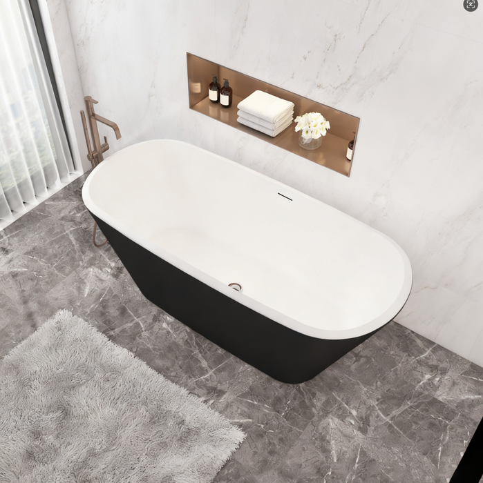 Bathroom Black Freestanding Double Ended Bath Acrylic Bathtub 1600x730mm