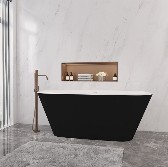 Bathroom Black Freestanding Double Ended Bath Acrylic Bathtub 1600x730mm