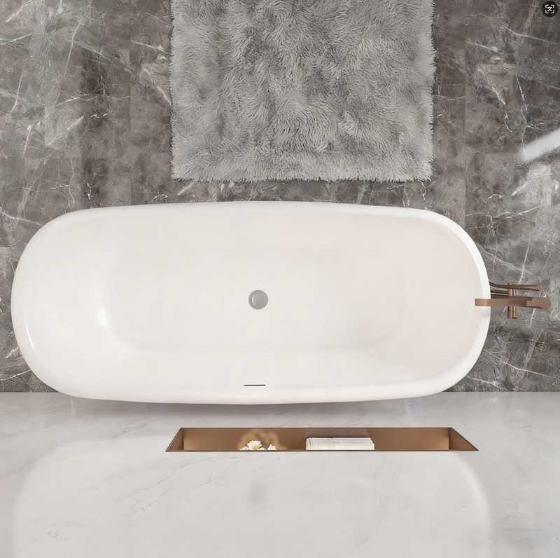 AICA Bathrooms Black Freestanding Double Ended Bath Bathtub 1700x780mm