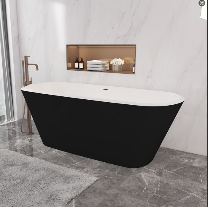 AICA Bathrooms Black Freestanding Double Ended Bath Bathtub 1700x780mm
