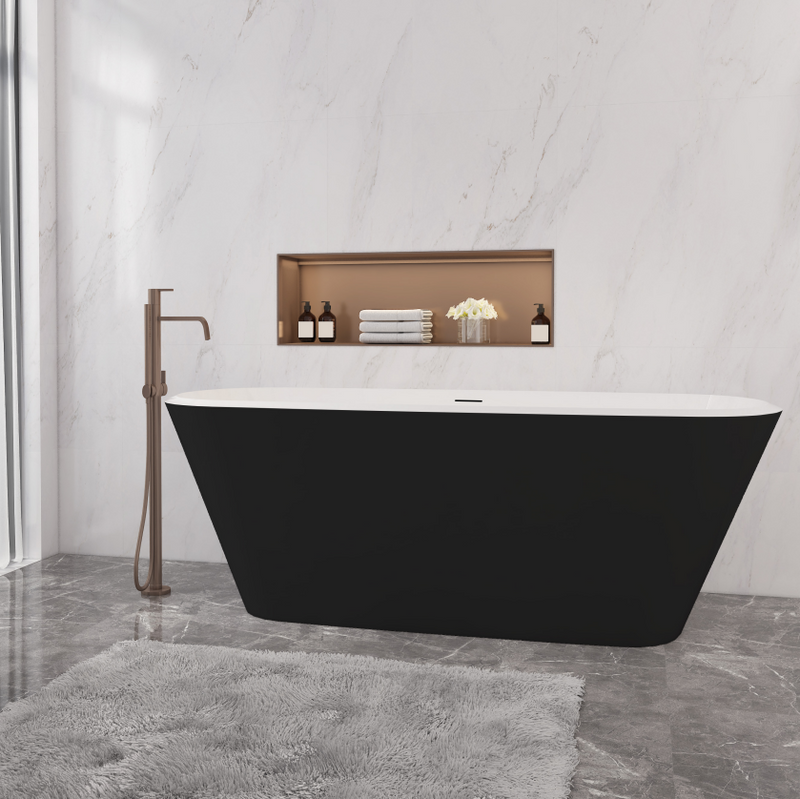 AICA Bathrooms Black Freestanding Double Ended Bath Bathtub 1700x780mm