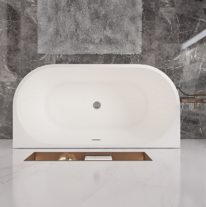 AICA Bathroom 1500x750mm Back To Wall Double Ended Bath Acrylic Bathtub