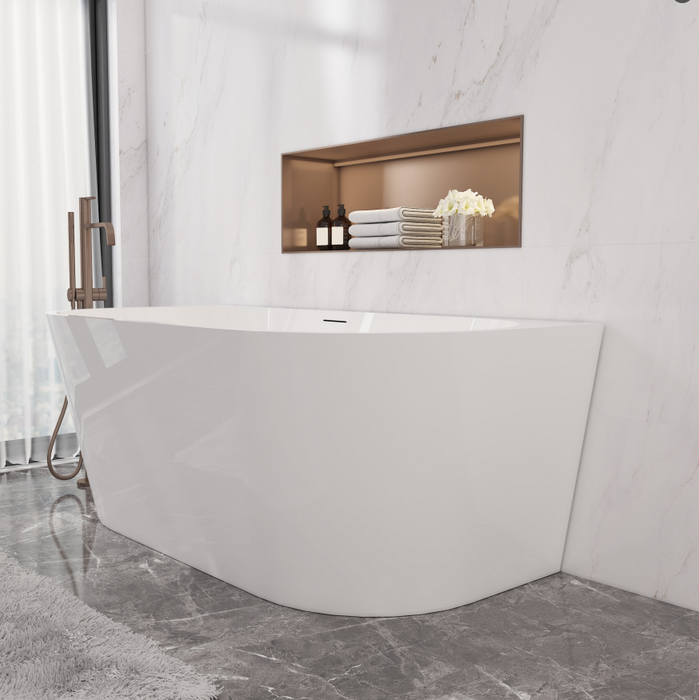 AICA Bathroom 1500x750mm Back To Wall Double Ended Bath Acrylic Bathtub