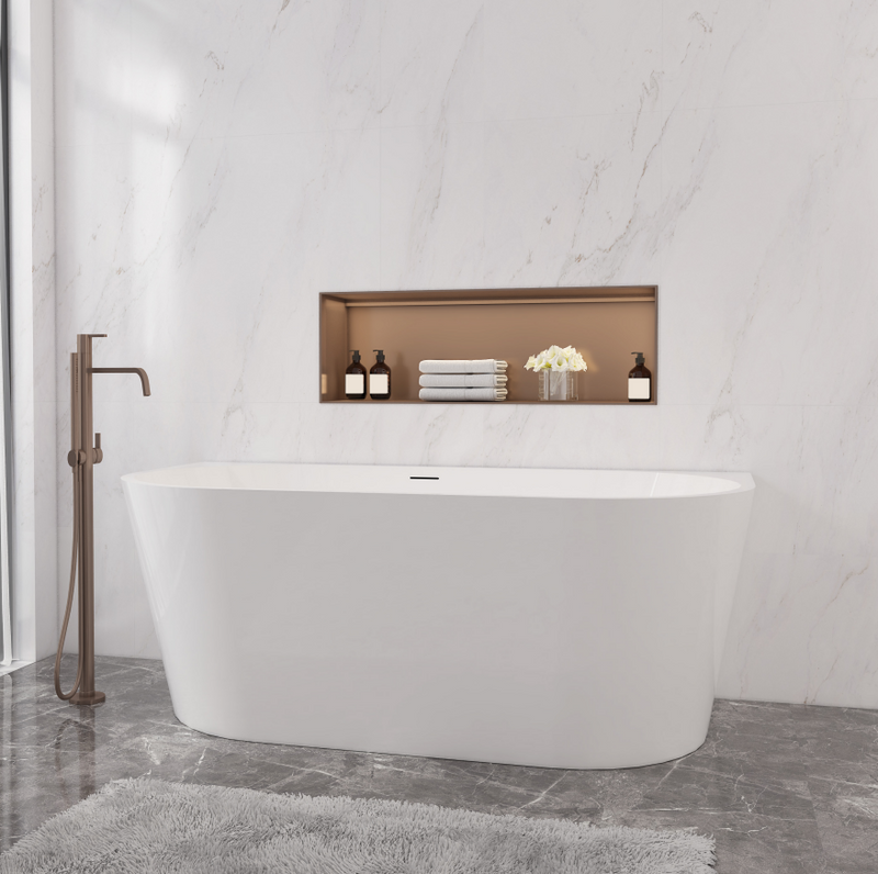 AICA Bathroom 1500x750mm Back To Wall Double Ended Bath Acrylic Bathtub