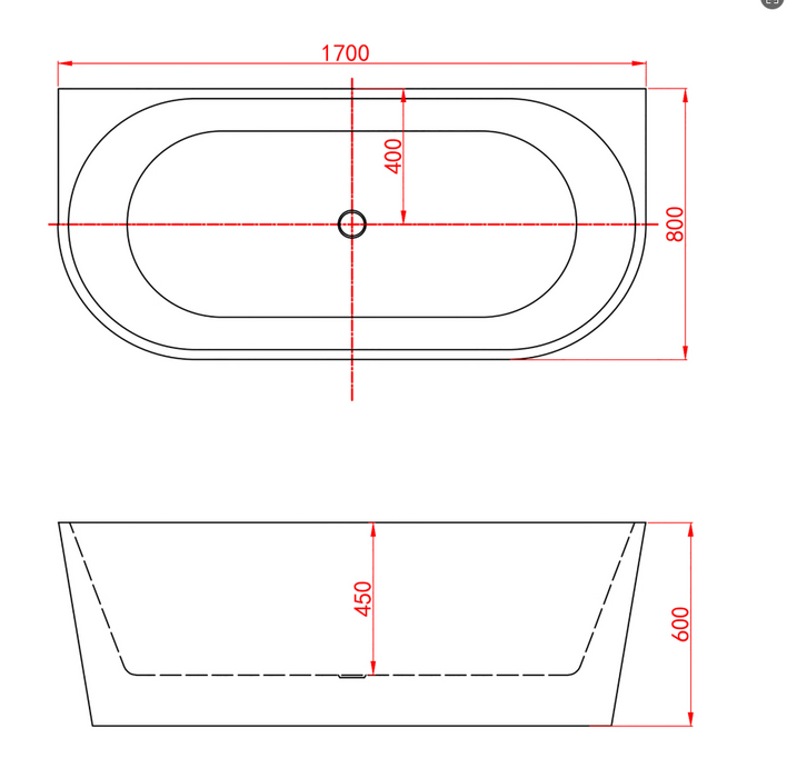 AICA Bathrooms Double Ended Bath Acrylic Bathtub 1700x800mm