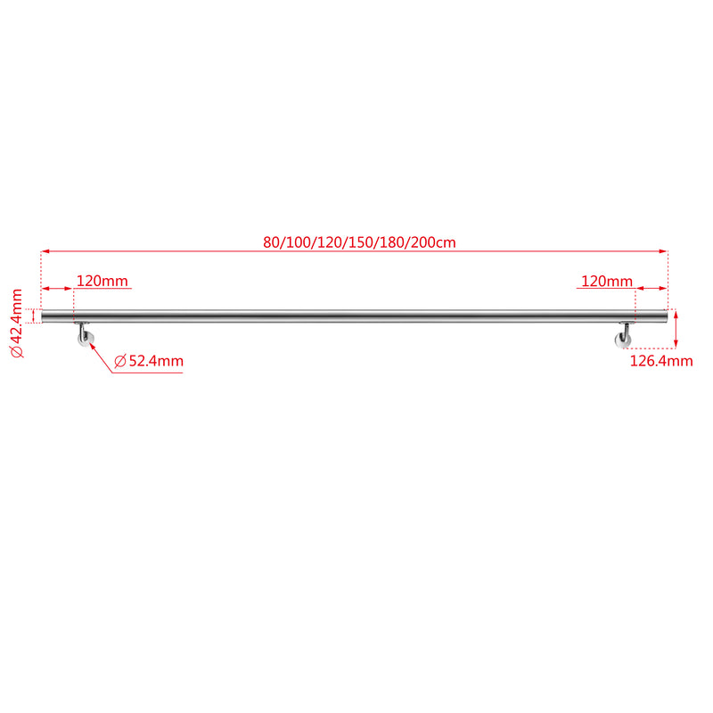Stair Steps 304 Stainless Steel Handrail for Wall Mount Pipe Stair Handrail