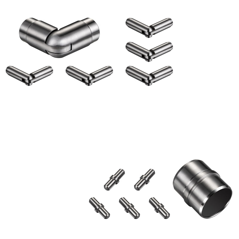 304 Stainless Steel Railing Connector Set - Straight & Adjustable Angle - Compatible with 5-Bar Railing Systems