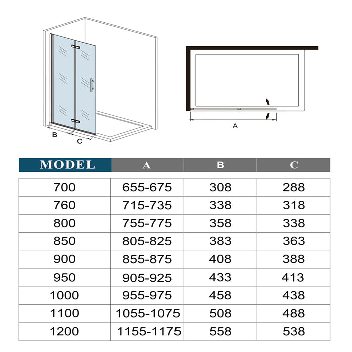 Wet Room Bi fold Pivot door Shower screen