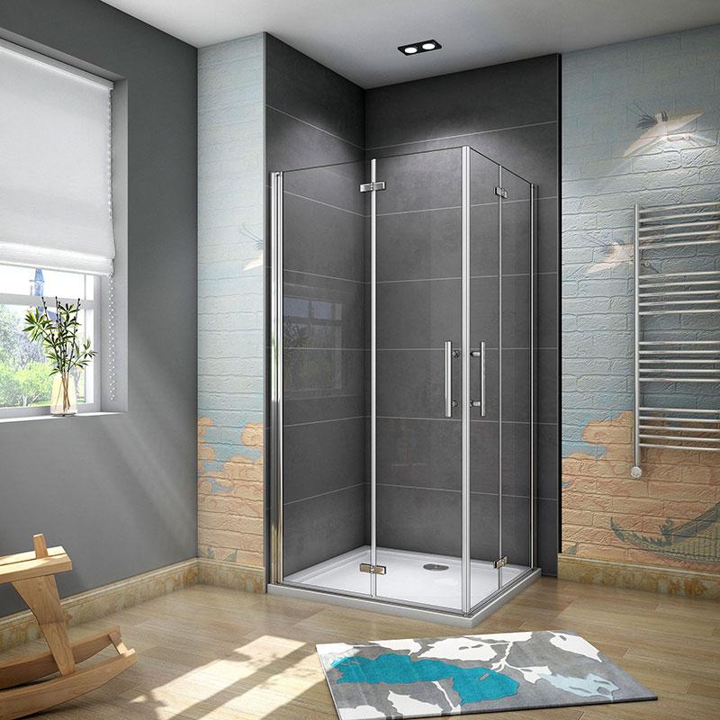 AICA Shower enclosure corner entry bifold pivot door D