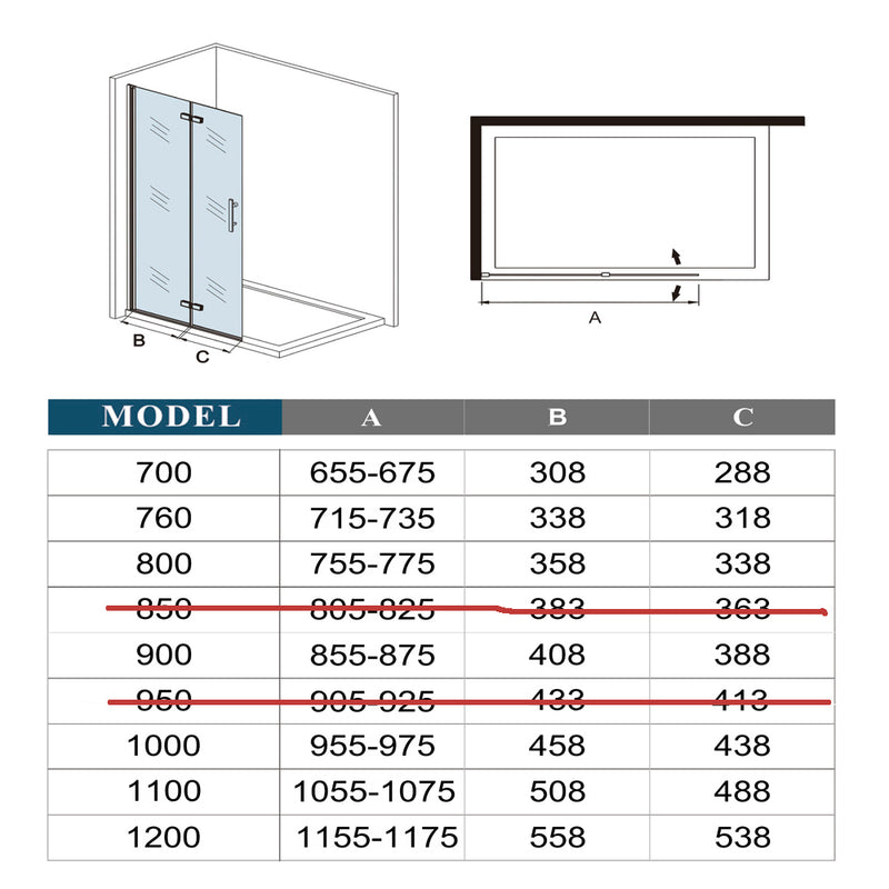 Wet Room Bi fold Pivot door Shower screen