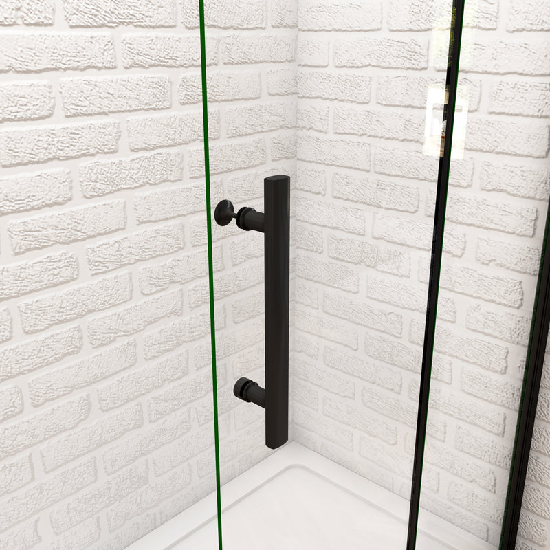 AICA Black Pivot Shower Screen Bi fold Wet Room