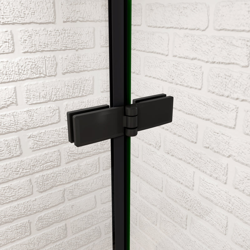 AICA Black Pivot Shower Screen Bi fold Wet Room
