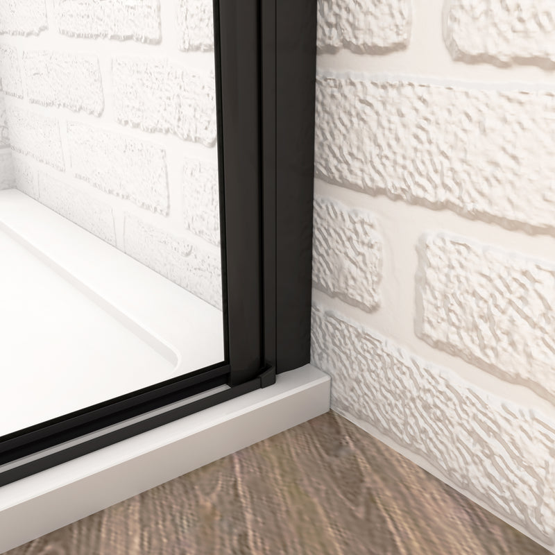 AICA Black Pivot Shower Screen Bi fold Wet Room