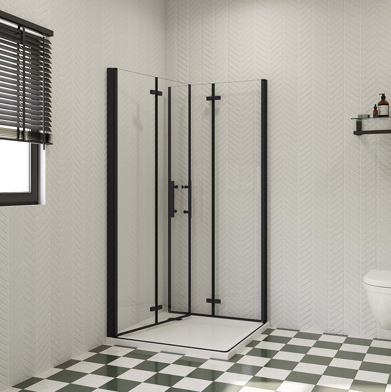 AICA Frameless Bi fold Shower Door Pivot Enclosure