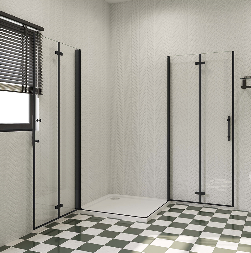 AICA Frameless Bi fold Shower Door Pivot Enclosure