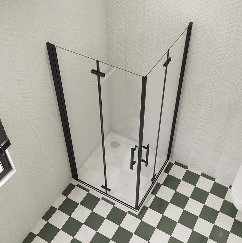 AICA Frameless Bi fold Shower Door Pivot Enclosure